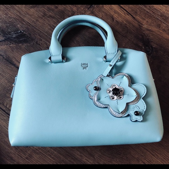 MCM-AUTHENTIC NWT Blue Satchel-Swarovski Crystals - Picture 16 of 16